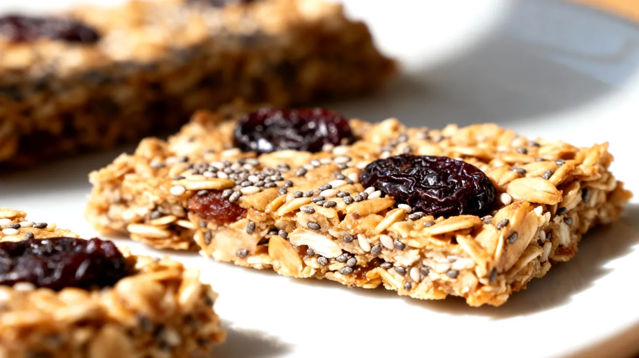 Barrette di avena con semi di chia e prugne secche"
