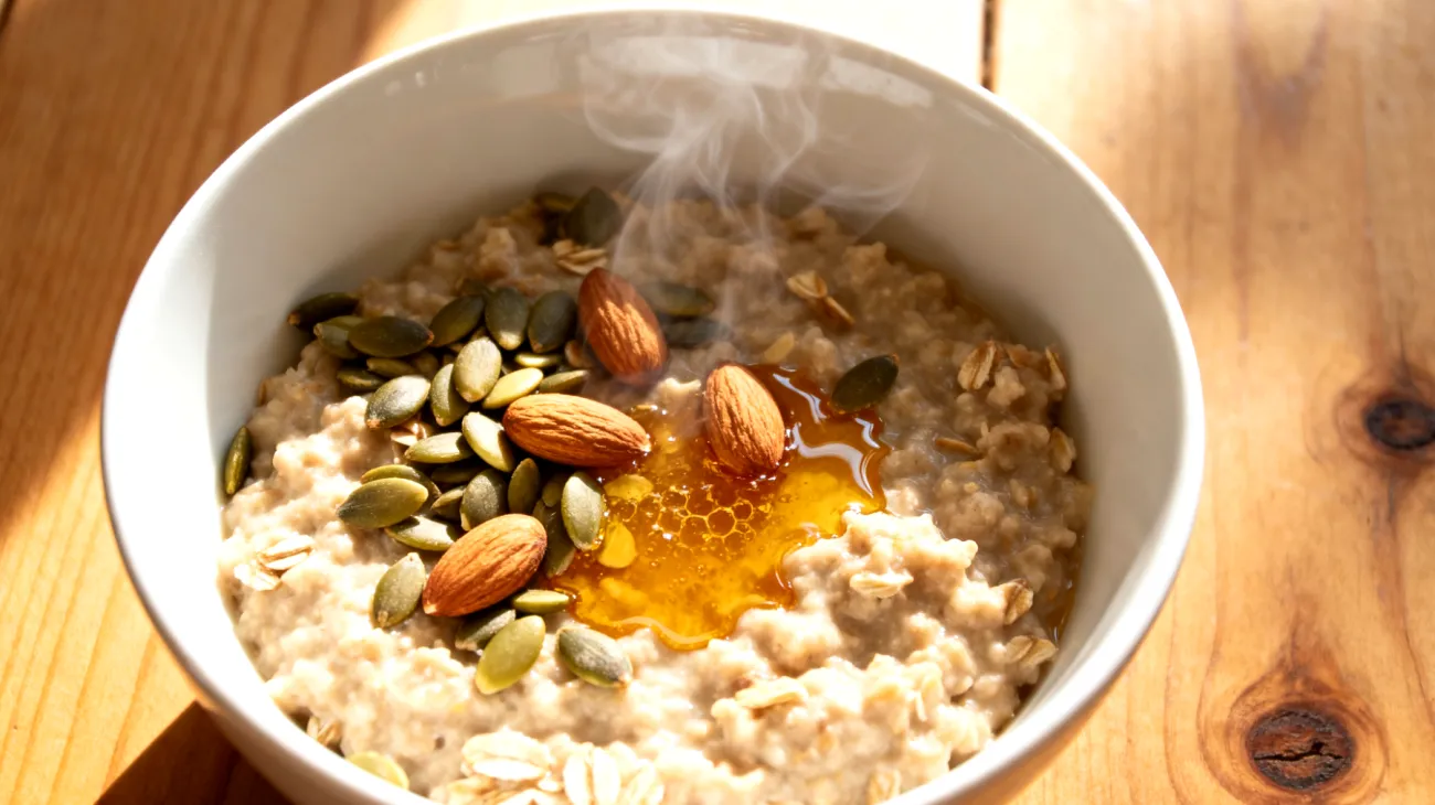 Porridge di avena con semi di zucca, mandorle e miele di tiglio"
