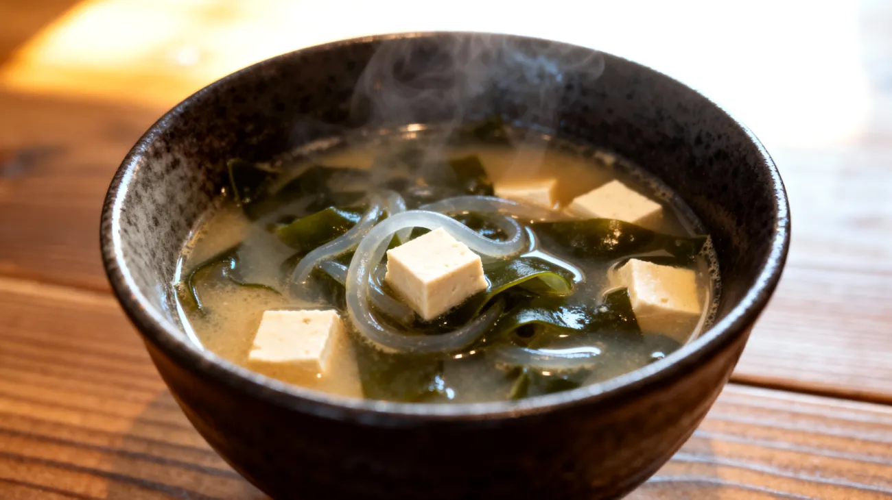 Zuppa di miso con alghe wakame e tofu"